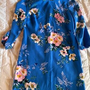 Bright Blue Ann Taylor Floral Shift Dress